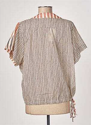 Blouse tissage popeline manches courtes marron GEISHA femme