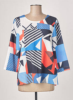 Blouse col rond manches 3/4 bleu DIANE LAURY femme
