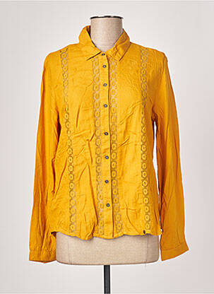 Chemisier tissage popeline manches longues jaune SUPERDRY femme