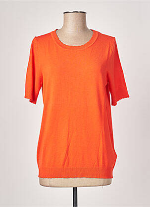 Pull col rond manches courtes orange FRANSA femme