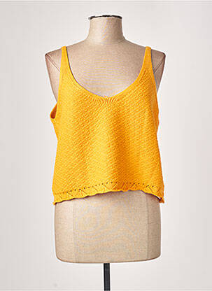 Pull finition bords-côtes fines bretelles jaune TIFFOSI femme