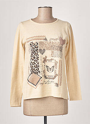 Pull tissage chiné manches longues beige TRIPODE femme
