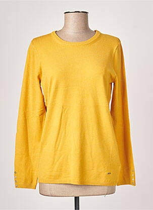 Pull finition bords-côtes manches longues jaune MD'M femme