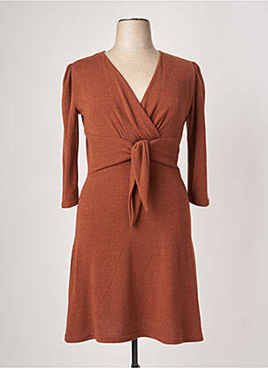 Robe mi-longue manches 3/4 manches 3/4 marron LONKEL femme