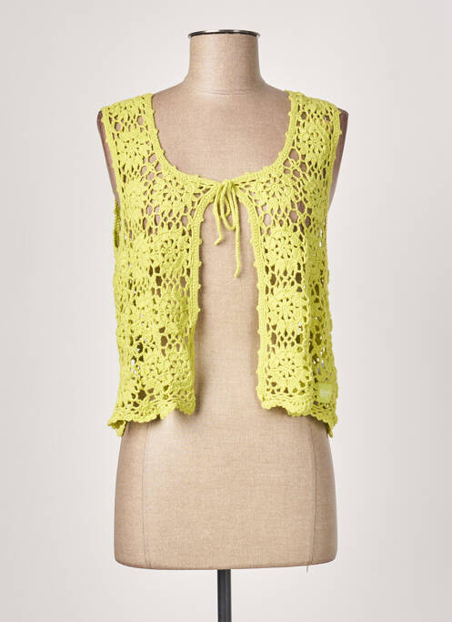 Gilet sans manche maille ajourée vert GOUBI femme
