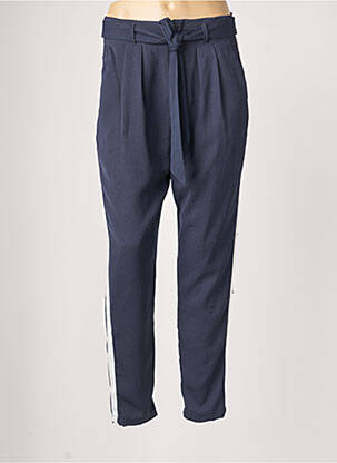 Pantalon droit fermeture zippée sous rabat avec crochet taille normale bleu TIFFOSI femme
