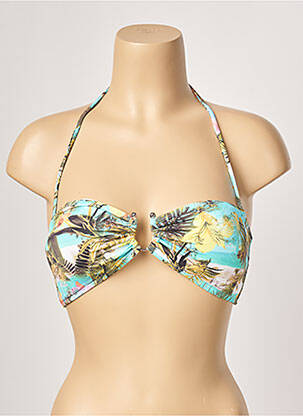 Haut de maillot de bain stretch haut soutien-gorge avec mousse de rembourrage amovible bleu ESCALE À BAHIA femme