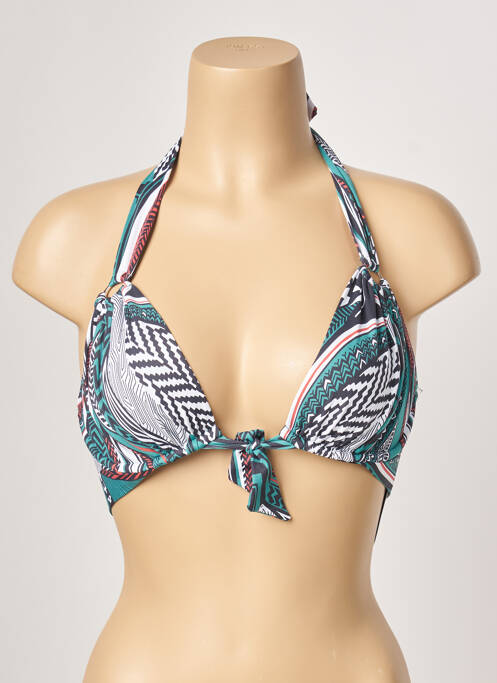 Haut de maillot de bain stretch haut triangles vert ESCALE À BAHIA femme