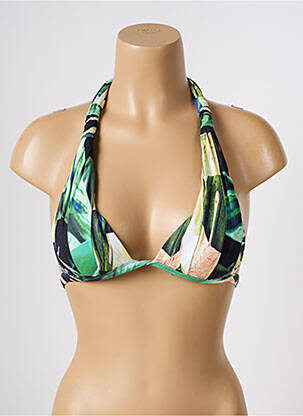 Haut de maillot de bain stretch haut soutien-gorge push-up vert ESCALE À BAHIA femme