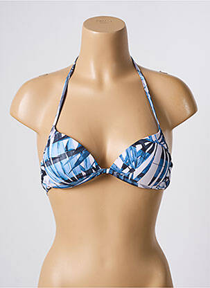 Haut de maillot de bain stretch haut soutien-gorge moulé bleu ESCALE À BAHIA femme