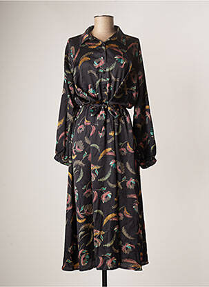 Robe longue manches longues manches longues noir VINTAGE LOVE femme