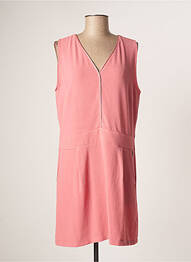 Robe mi-longue tissage crêpe sans manche rose PAKO LITTO femme