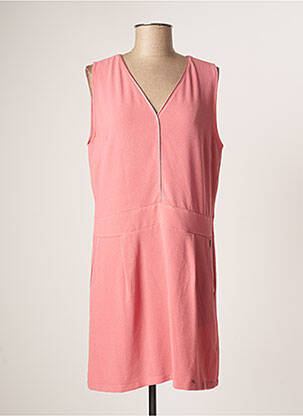 Robe mi-longue tissage crêpe sans manche rose PAKO LITTO femme
