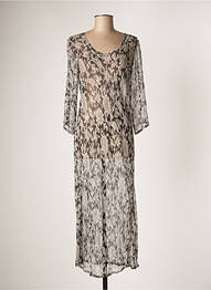 Robe longue imprimé fleurs manches 3/4 noir MASAI femme