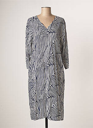 Robe mi-longue manches 3/4 manches 3/4 bleu MASAI femme