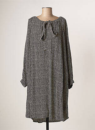 Robe mi-longue coupe évasée manches longues noir MASAI femme