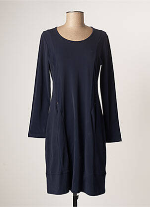 Robe mi-longue manches longues manches longues bleu MALOKA femme
