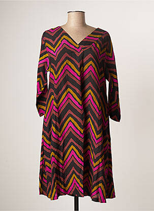 Robe mi-longue manches longues manches longues rose MASAI femme