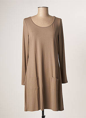 Robe courte manches longues manches longues marron MALOKA femme
