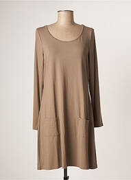 Robe courte manches longues manches longues marron MALOKA femme