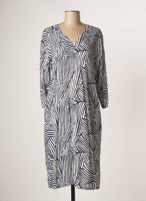 Robe mi-longue manches 3/4 manches 3/4 bleu MASAI femme