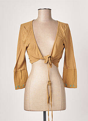 Gilet cache-cœur stretch beige ALL BEAUTIFUL femme