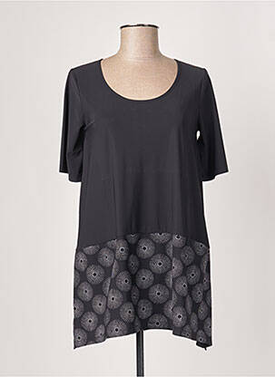 Tunique manches courtes col rond noir G!OZE femme