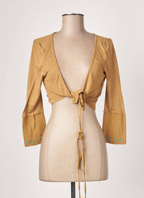 Gilet cache-cœur stretch beige ALL BEAUTIFUL femme