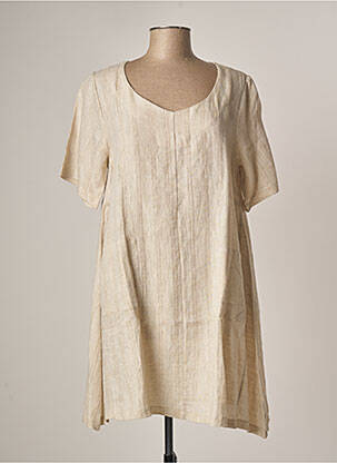 Robe courte coupe évasée manches courtes beige G!OZE femme