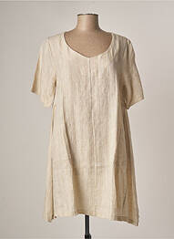 Robe courte coupe évasée manches courtes beige G!OZE femme