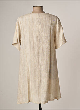 Robe courte coupe évasée manches courtes beige G!OZE femme