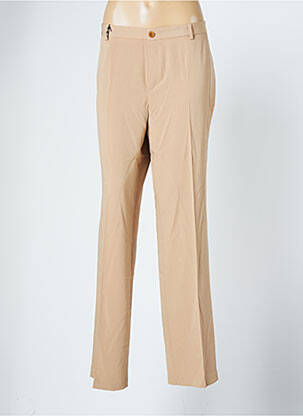 Pantalon droit fermeture zippée sous rabat boutonné taille normale beige KLEYMAC femme