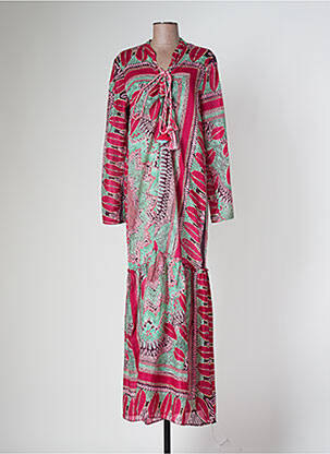 Robe longue manches longues manches longues rose BETTIB femme