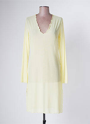Robe mi-longue manches longues manches longues jaune DOMANI femme