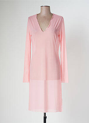 Robe mi-longue manches longues manches longues rose DOMANI femme