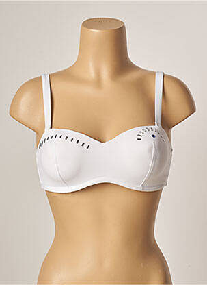Haut de maillot de bain stretch haut bandeau blanc HATEIA femme