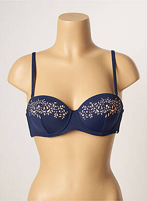 Haut de maillot de bain stretch haut soutien-gorge moulé bleu SKINY femme