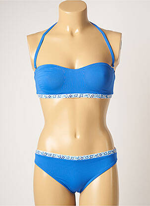 Maillot de bain 2 pièces stretch haut bandeau bleu DOMANI femme