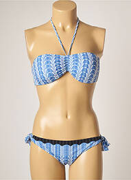 Maillot de bain 2 pièces stretch haut soutien-gorge moulé bleu DOMANI femme