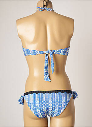 Maillot de bain 2 pièces stretch haut soutien-gorge moulé bleu DOMANI femme