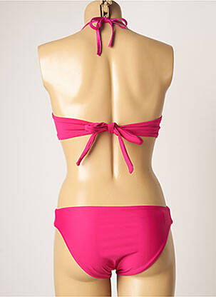 Maillot de bain 2 pièces stretch haut bandeau rose HATEIA femme