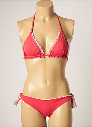 Maillot de bain 2 pièces stretch haut triangles rose DOMANI femme