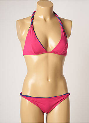 Maillot de bain 2 pièces stretch haut triangles rose DOMANI femme