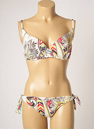 Maillot de bain 2 pièces stretch haut soutien-gorge moulé beige DOMANI femme