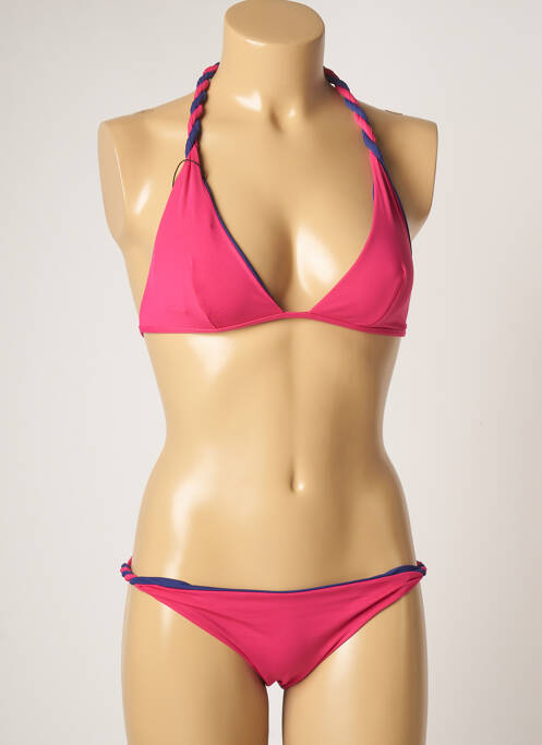 Maillot de bain 2 pièces stretch haut triangles rose DOMANI femme