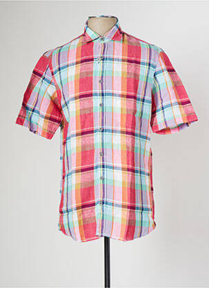 Chemise manches courtes imprimé carreaux rouge OLYMP homme