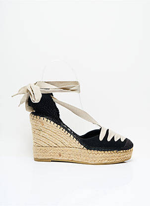 Espadrilles fermeture lacets talon de 7 à 9cm noir LA MAISON DE L'ESPADRILLE femme