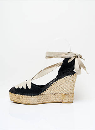 Espadrilles fermeture lacets talon de 7 à 9cm noir LA MAISON DE L'ESPADRILLE femme