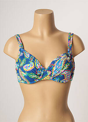 Haut de maillot de bain stretch haut soutien-gorge emboitant bleu BELCOR femme