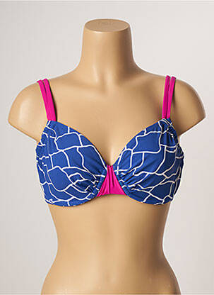 Haut de maillot de bain stretch haut soutien-gorge emboitant bleu BELCOR femme